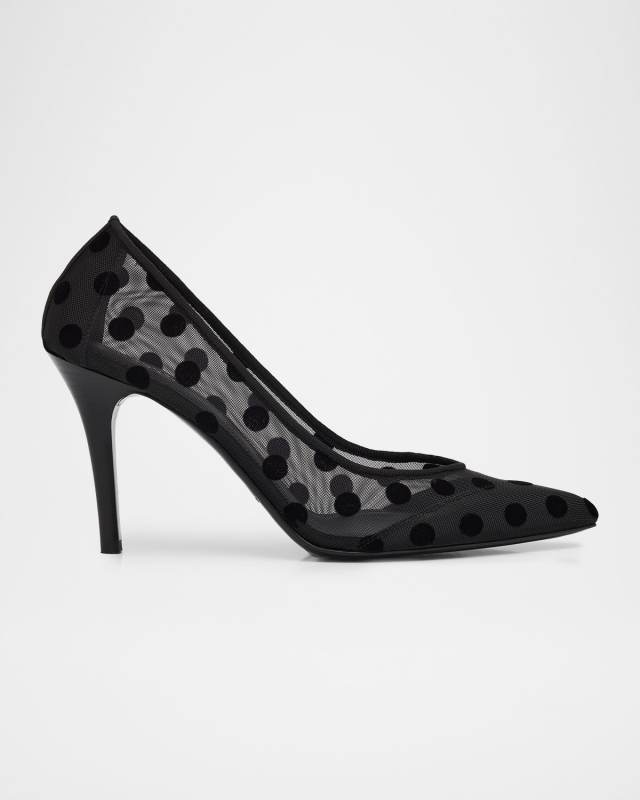 Pristy Polka-Dot Mesh Pumps